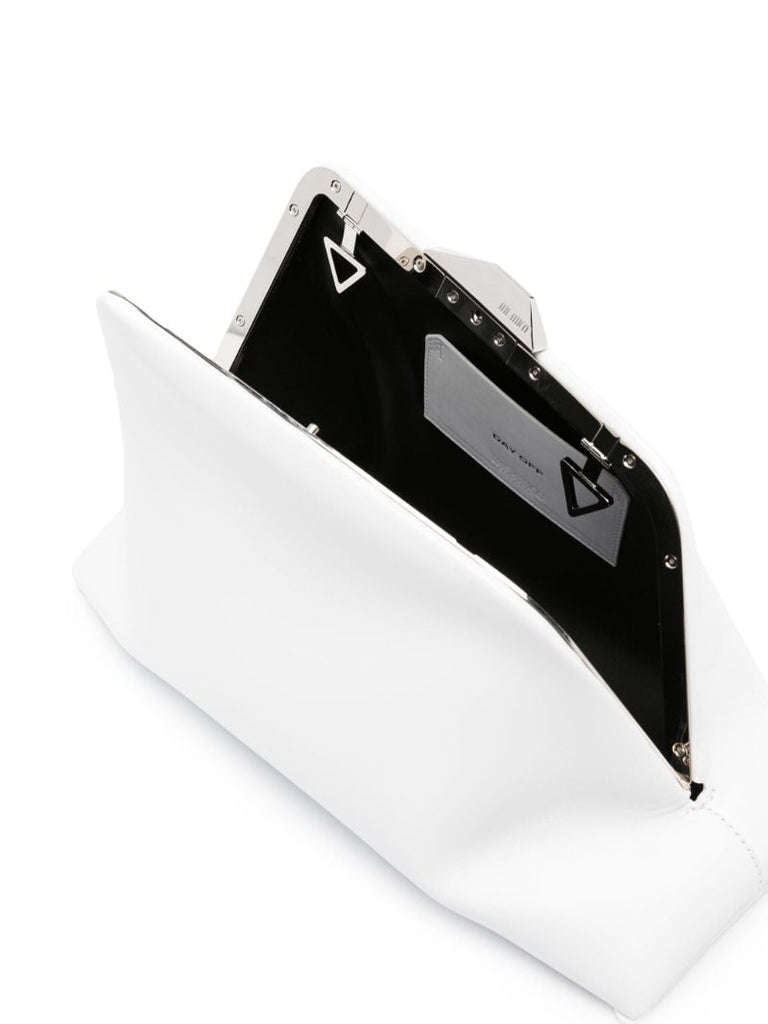 White Day Off Leather Clutch Bag
