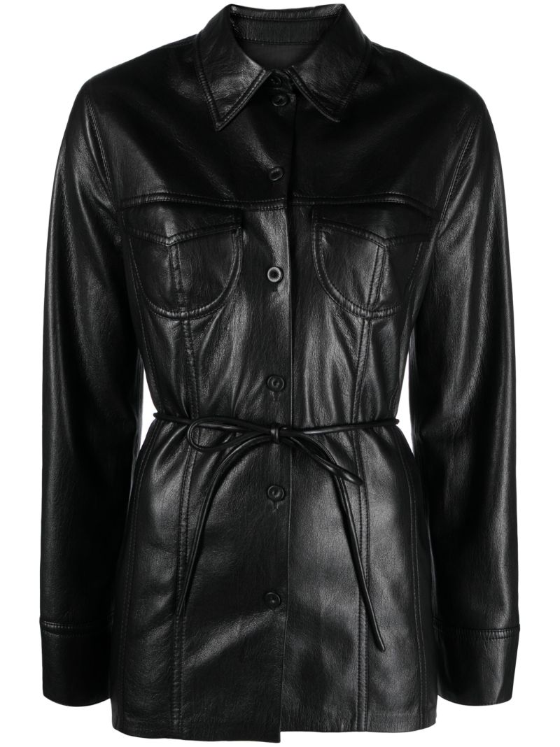Black Karline Faux-leather Shirt