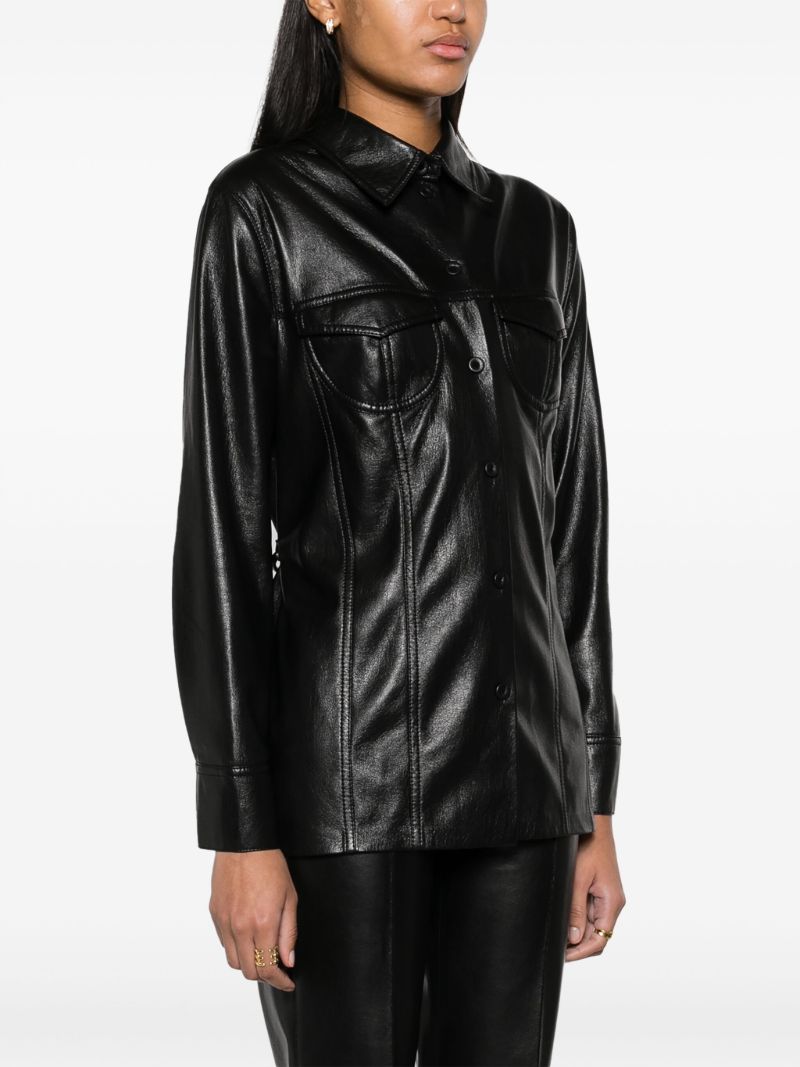 Black Karline Faux-leather Shirt