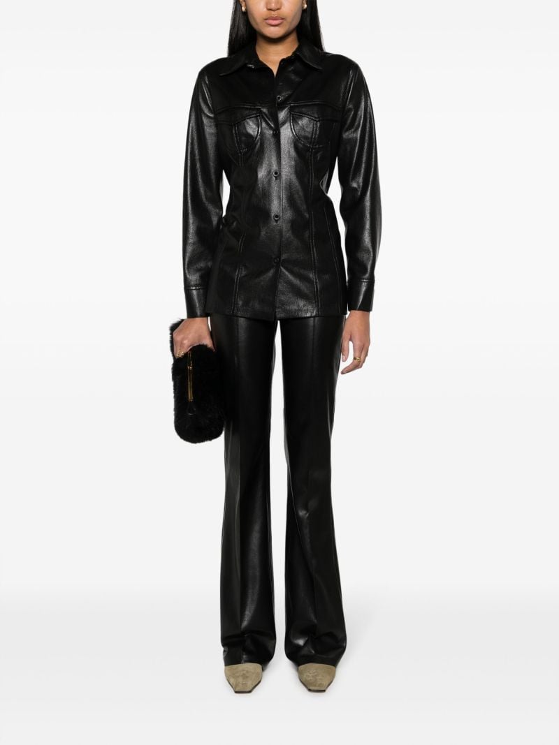 Black Karline Faux-leather Shirt