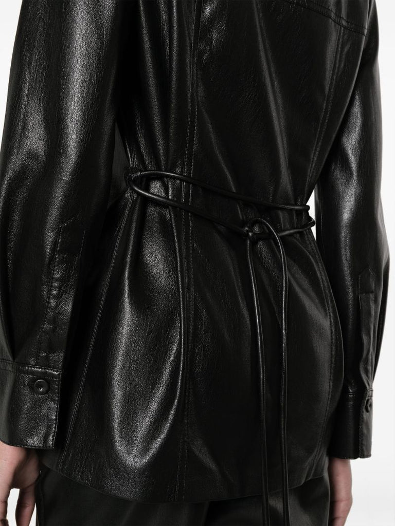 Black Karline Faux-leather Shirt