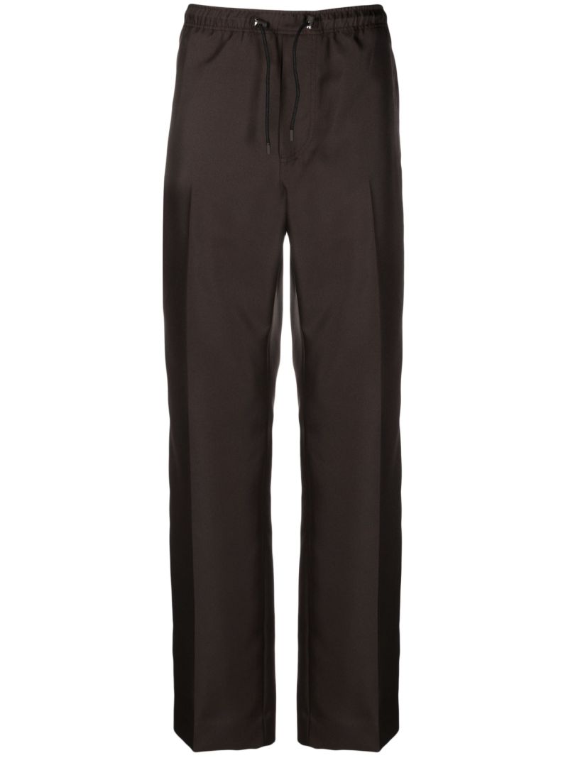 Brown Side-stripe Straight-leg Trousers