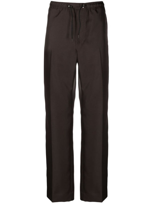 Brown Side-stripe Straight-leg Trousers