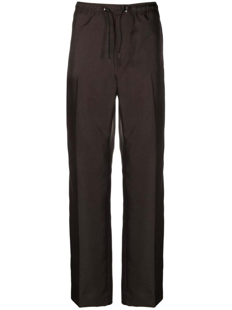 Brown Side-stripe Straight-leg Trousers