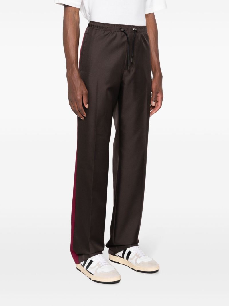 Brown Side-stripe Straight-leg Trousers