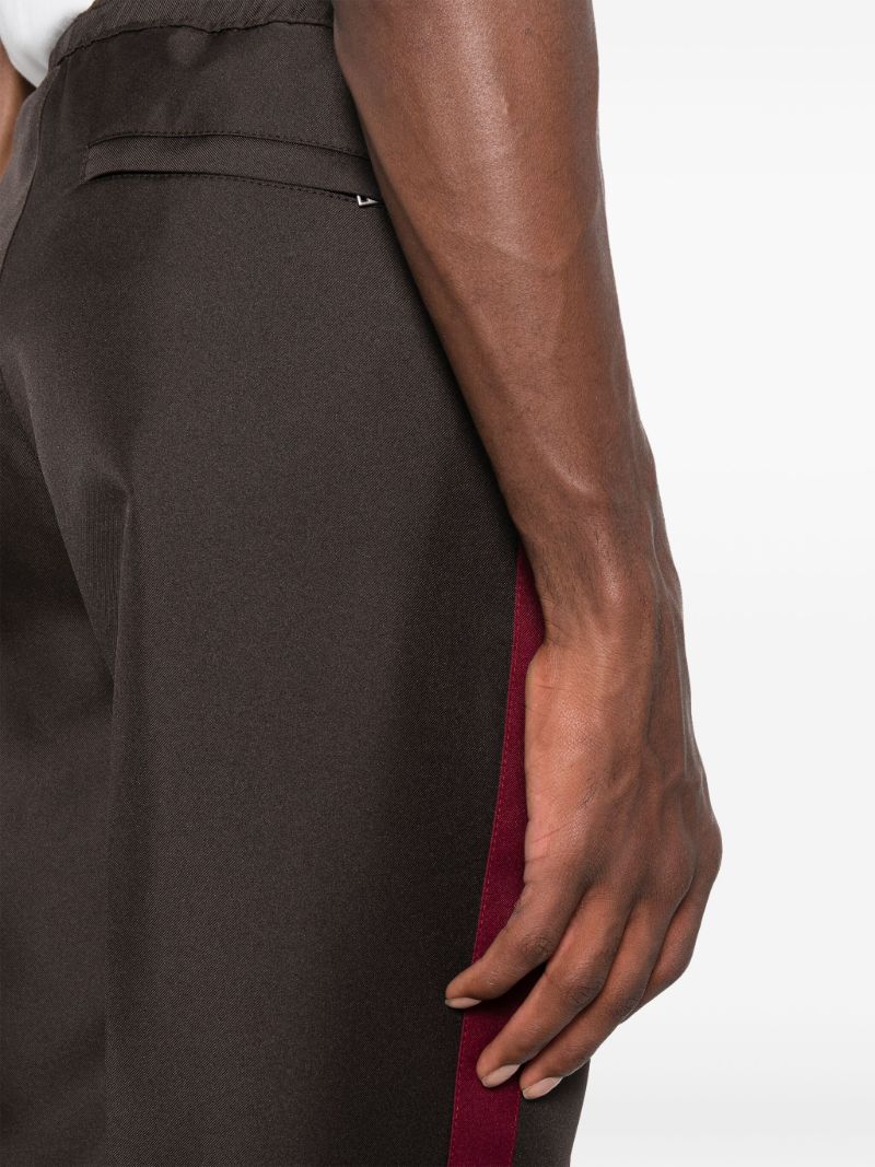 Brown Side-stripe Straight-leg Trousers