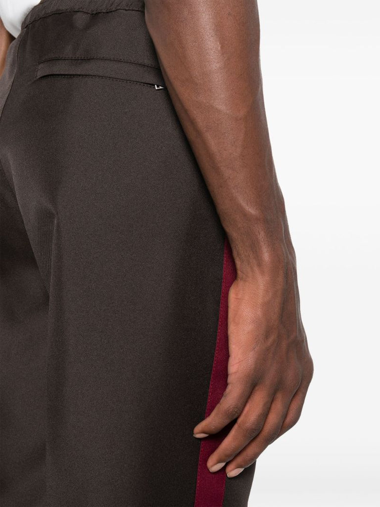 Brown Side-stripe Straight-leg Trousers