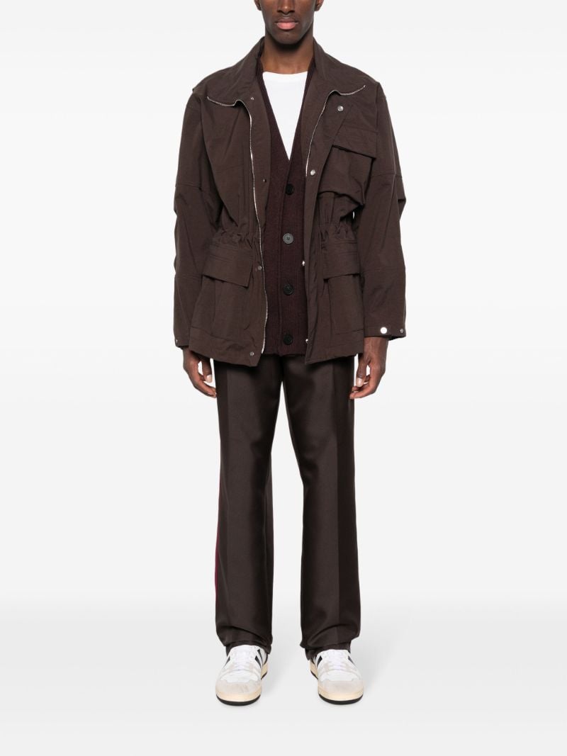 Brown Side-stripe Straight-leg Trousers