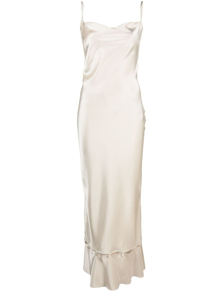 Neutral Peplum Hem Midi Dress