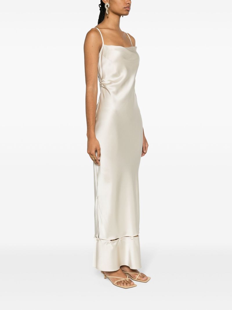 Neutral Peplum Hem Midi Dress