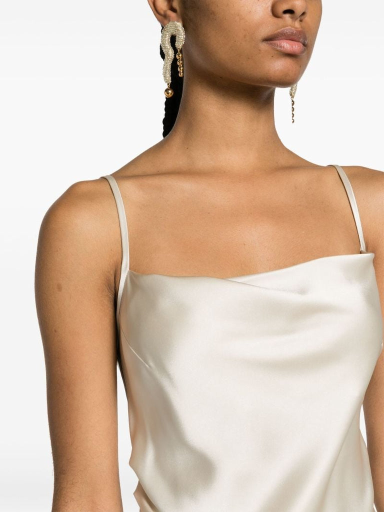 Neutral Peplum Hem Midi Dress