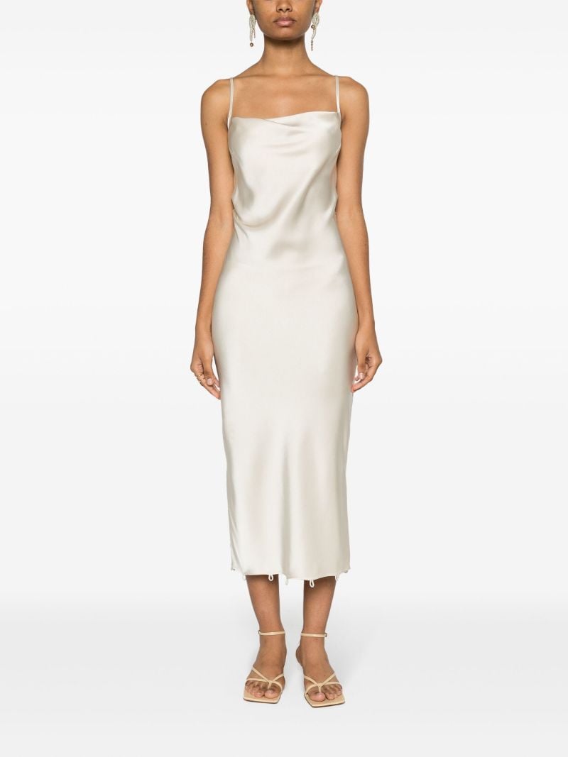 Neutral Peplum Hem Midi Dress