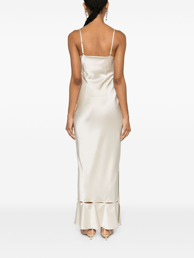 Neutral Peplum Hem Midi Dress