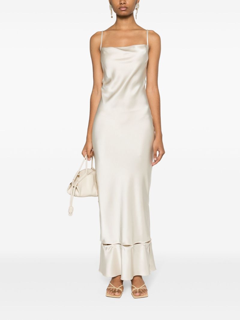 Neutral Peplum Hem Midi Dress