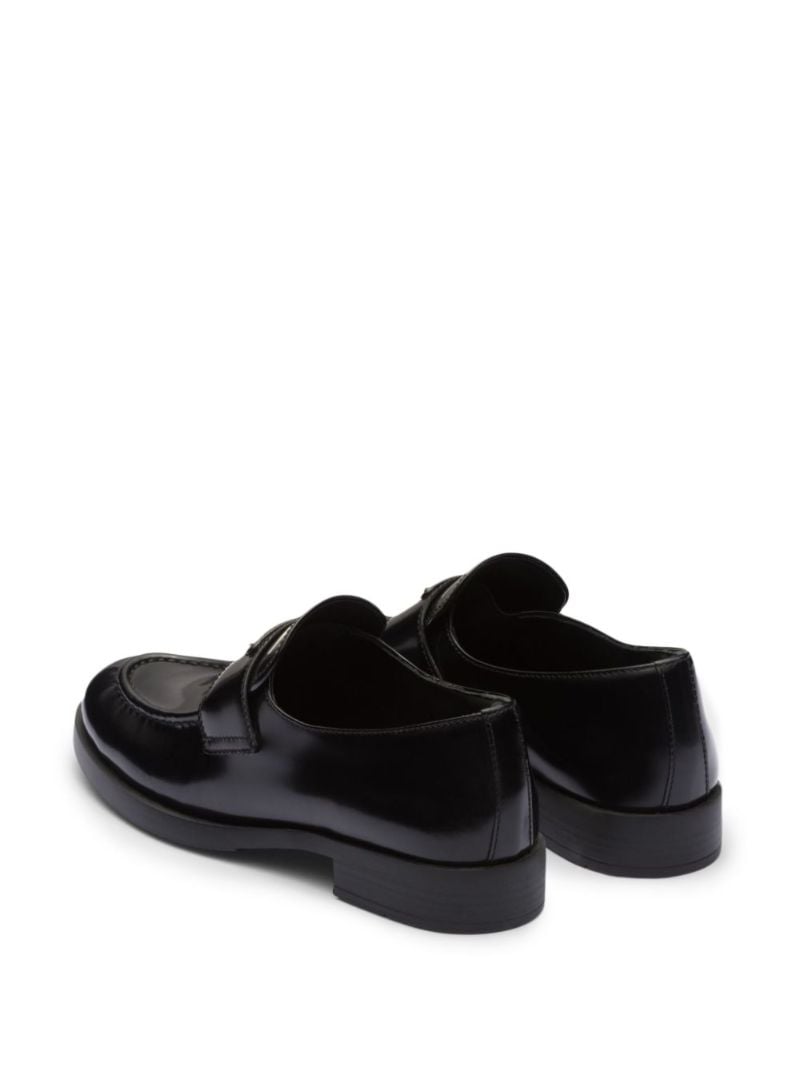 Black Triangle Logo Leather Loafers