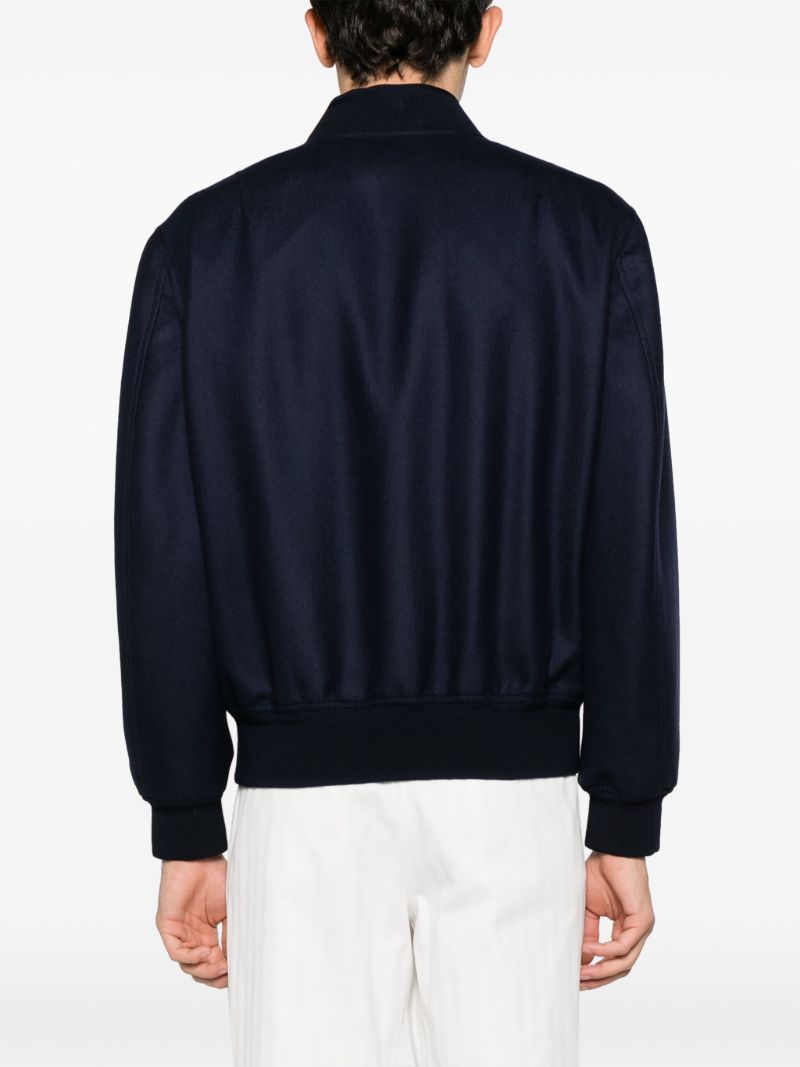 Blue Zip-up Wool Bomber Jacket