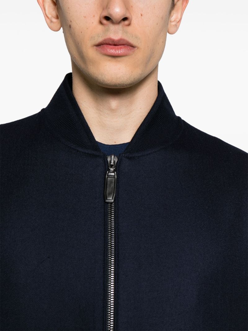 Blue Zip-up Wool Bomber Jacket