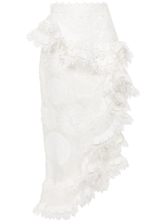 White Matchmaker Doily Asymmetric Skirt