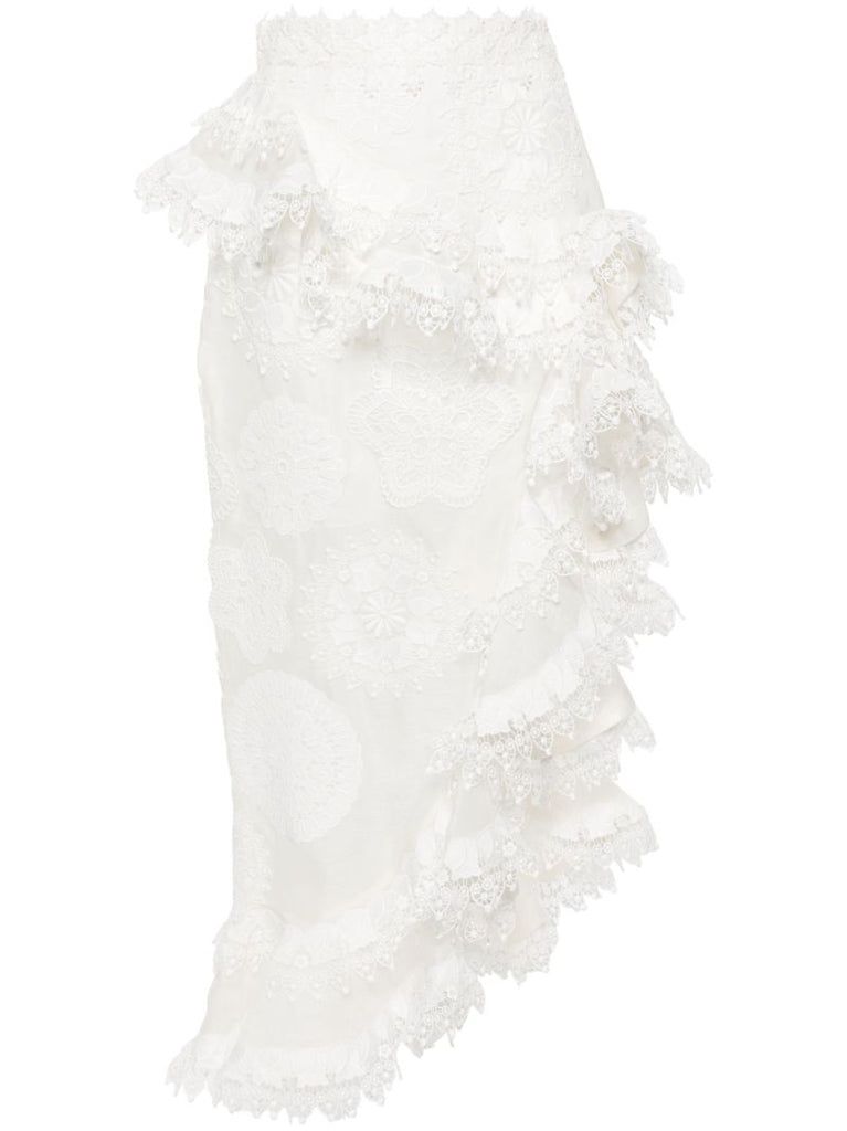 White Matchmaker Doily Asymmetric Skirt