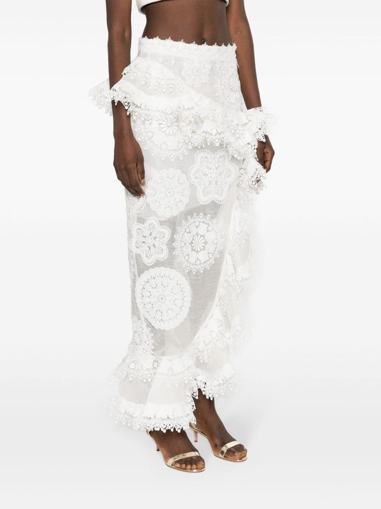 White Matchmaker Doily Asymmetric Skirt
