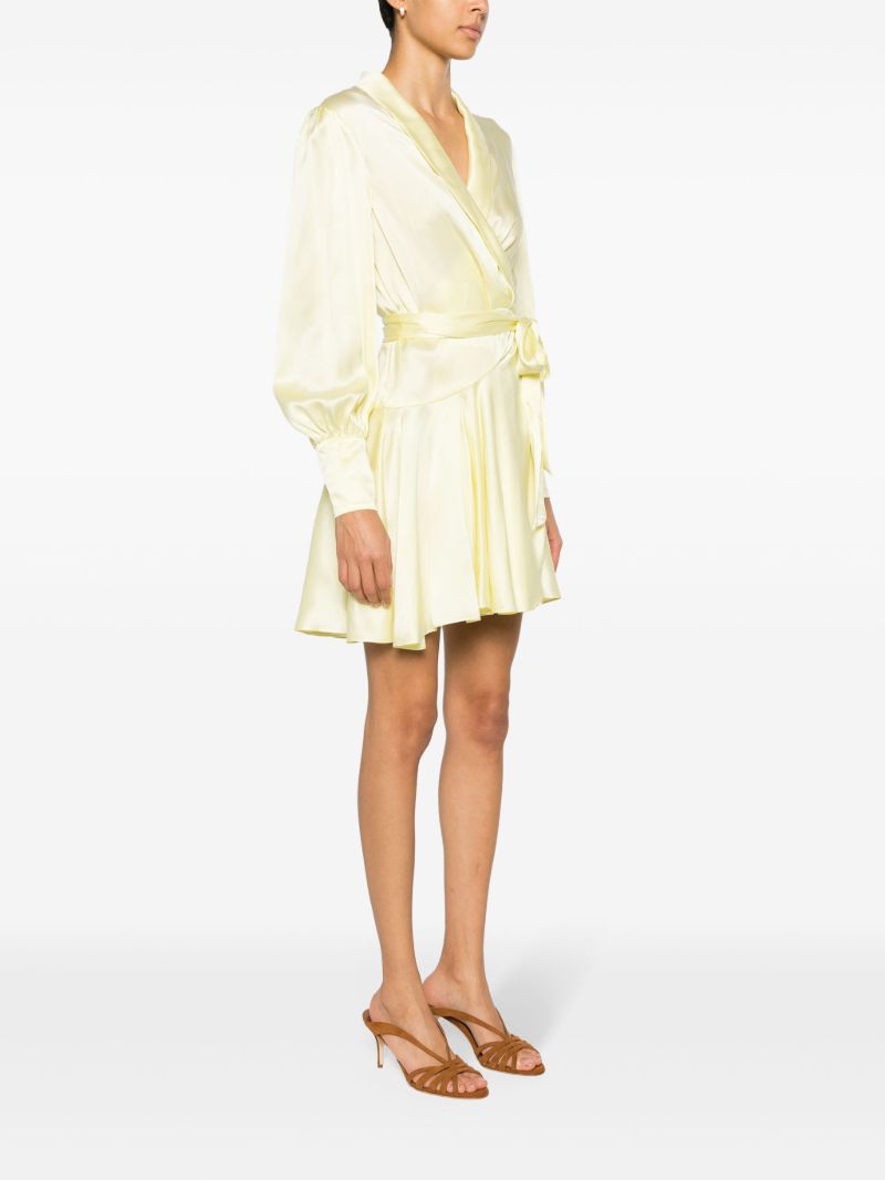 Yellow Silk Wrap Dress