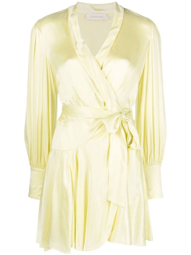 Yellow Silk Wrap Dress