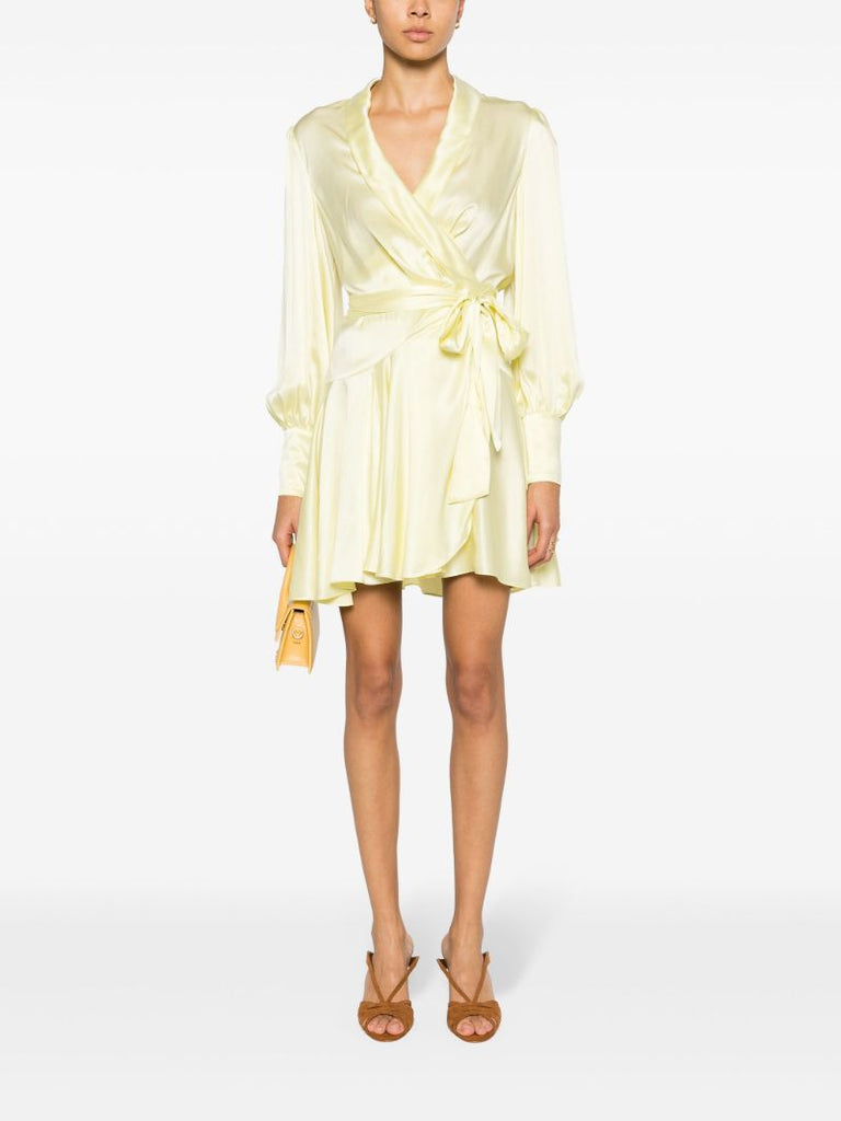 Yellow Silk Wrap Dress