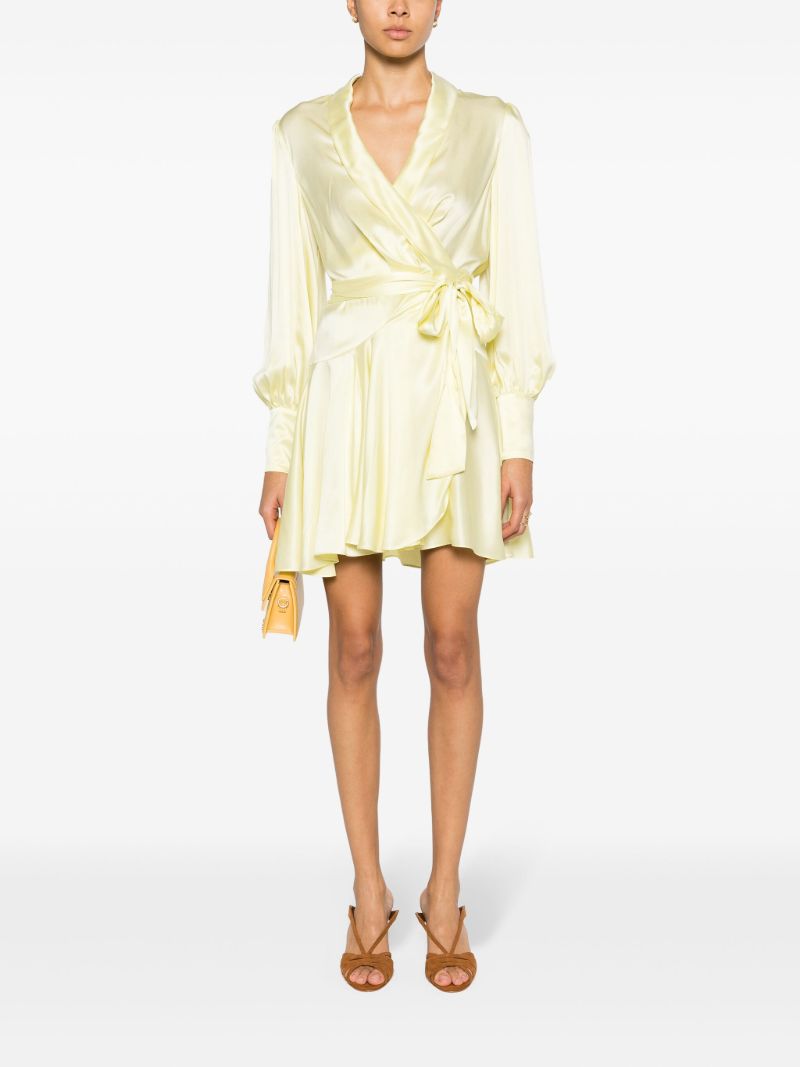 Yellow Silk Wrap Dress