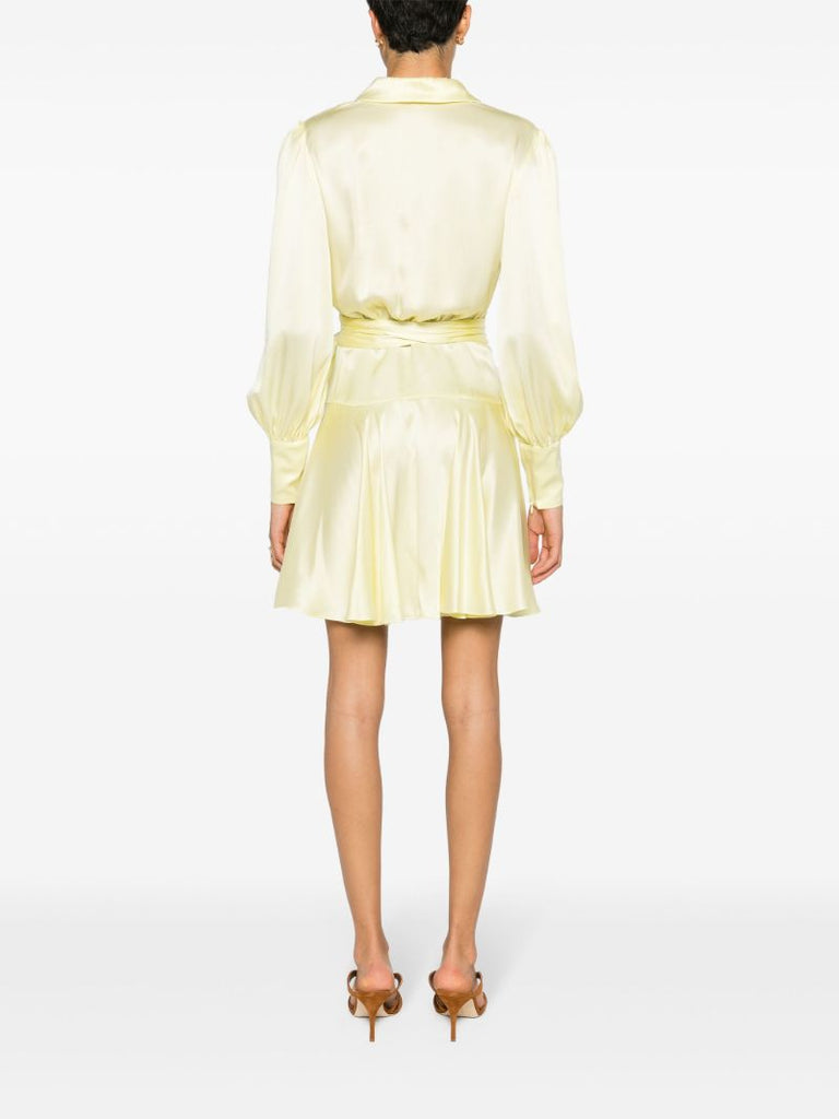 Yellow Silk Wrap Dress