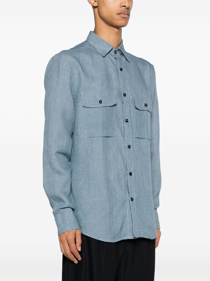 Blue Button-up Linen Shirt