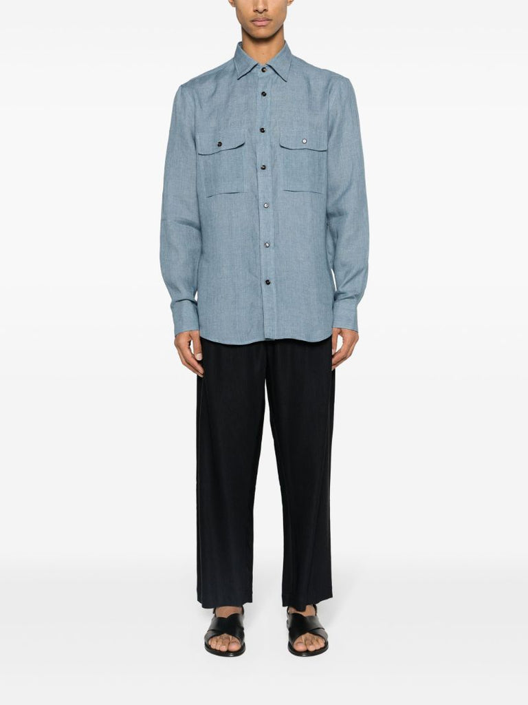Blue Button-up Linen Shirt
