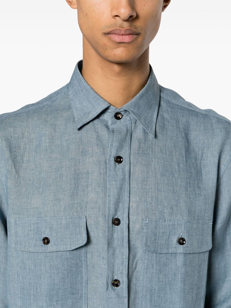Blue Button-up Linen Shirt