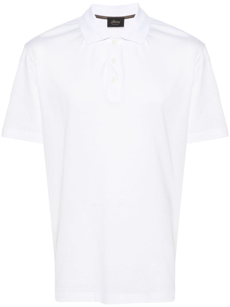 White Short Sleeved Cotton Polo Shirt