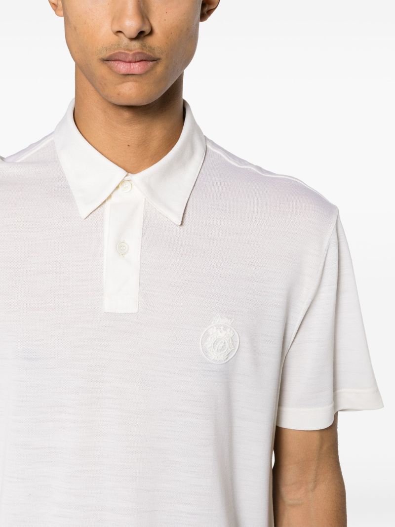 Neutral Logo-embroidered Wool Polo Shirt