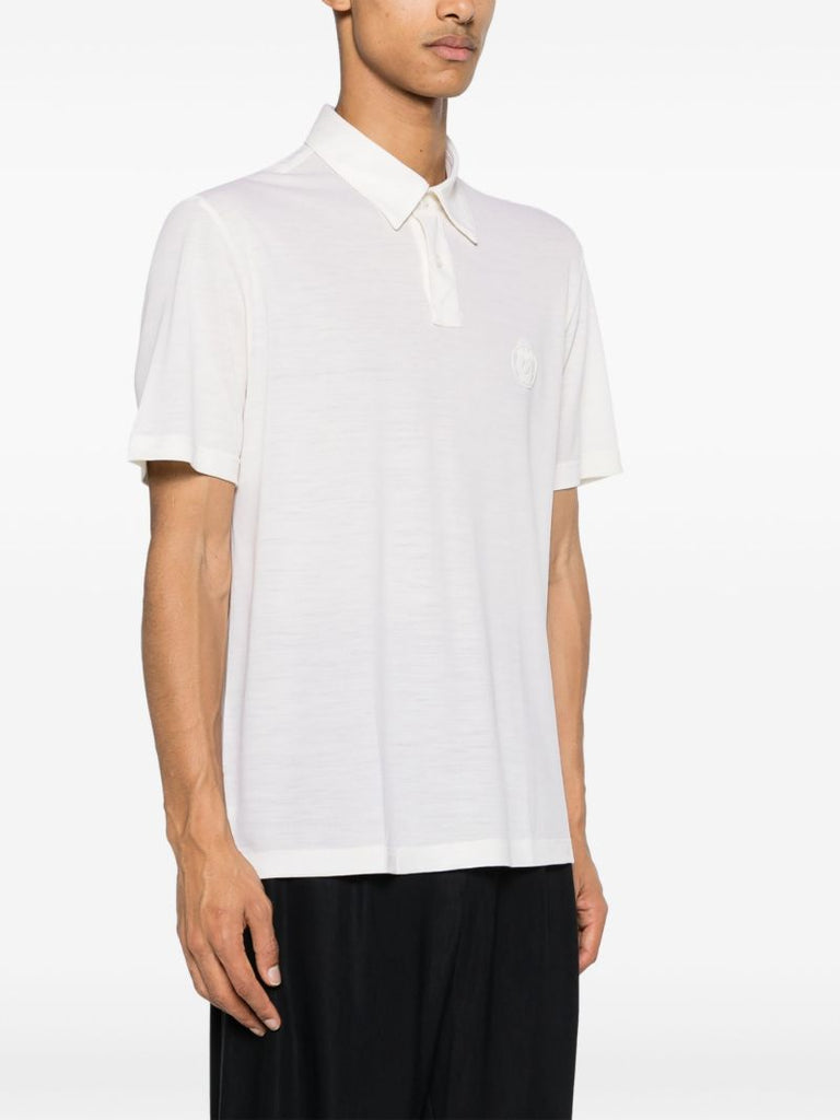 Neutral Logo-embroidered Wool Polo Shirt