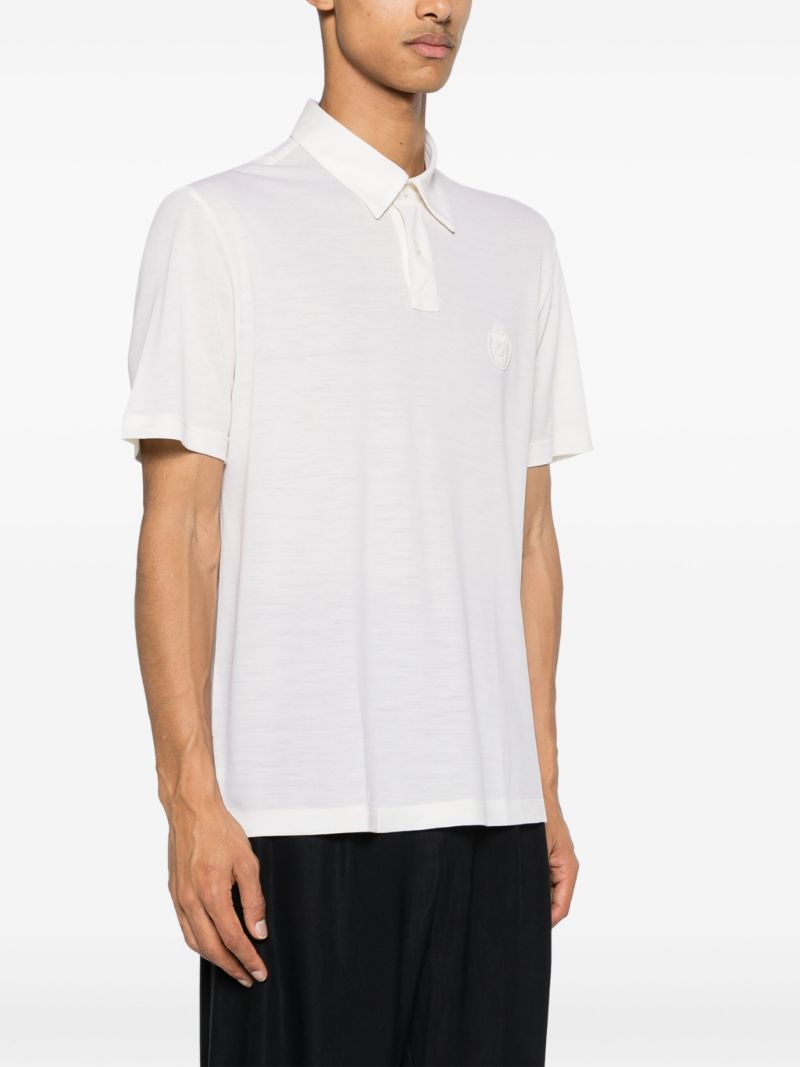 Neutral Logo-embroidered Wool Polo Shirt