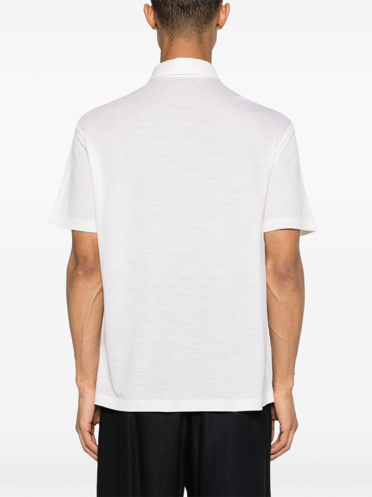 Neutral Logo-embroidered Wool Polo Shirt