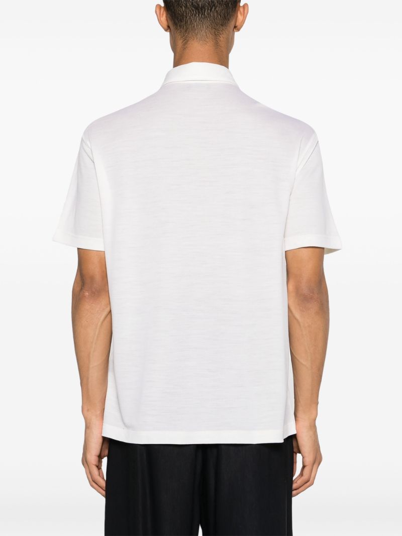 Neutral Logo-embroidered Wool Polo Shirt