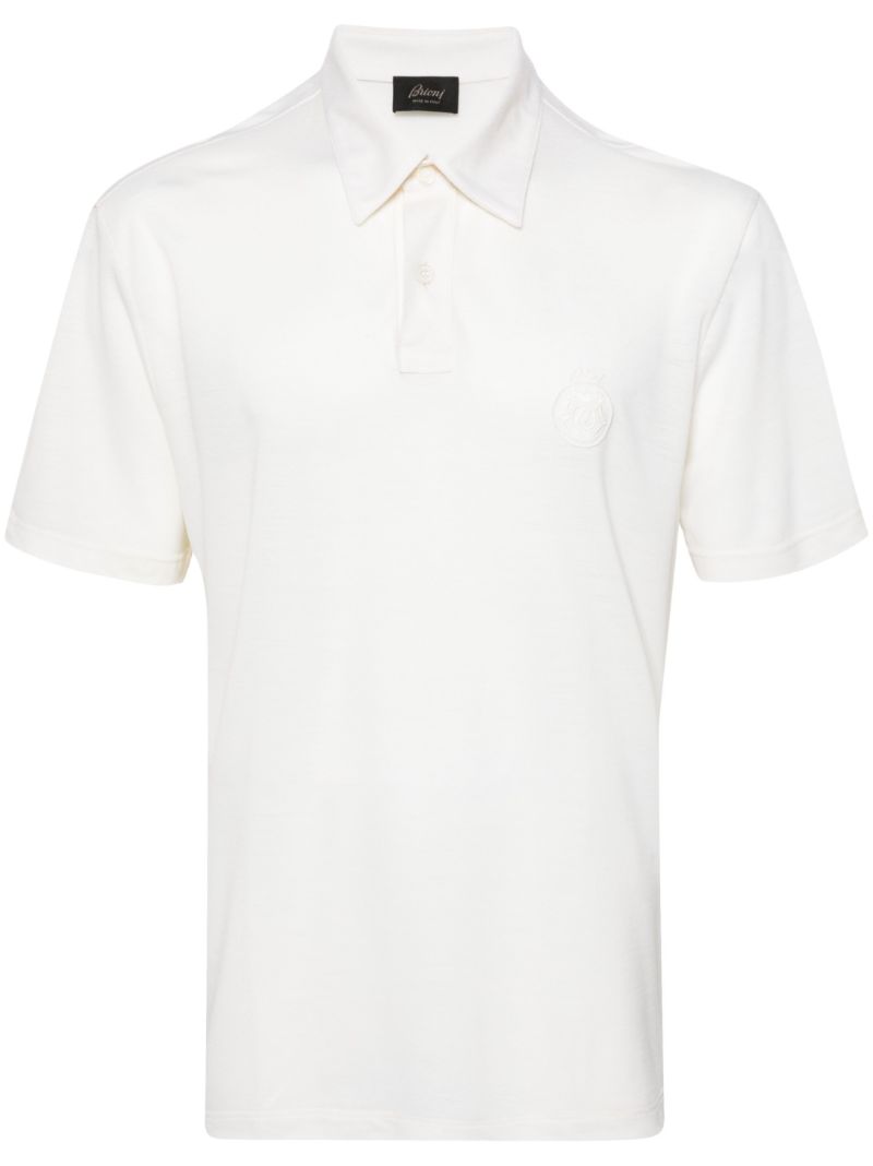 Neutral Logo-embroidered Wool Polo Shirt