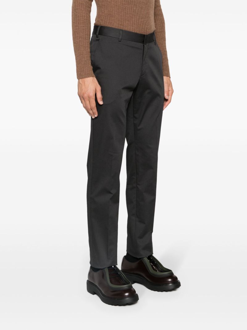 Grey Slim Cut Cotton Trousers