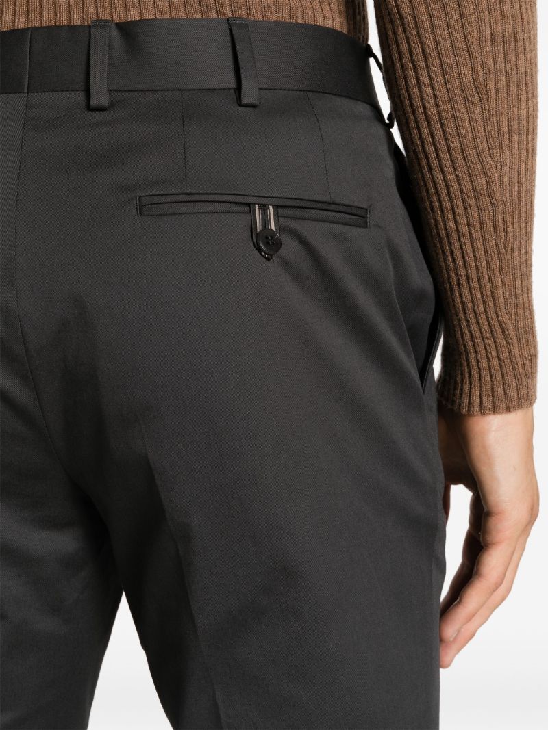 Grey Slim Cut Cotton Trousers