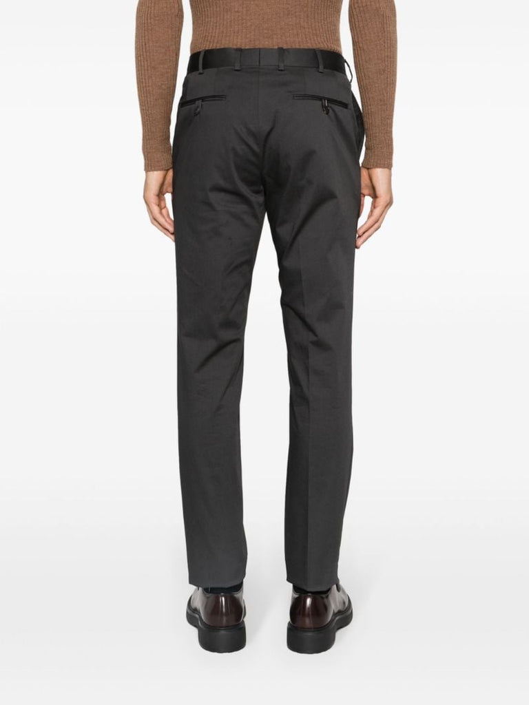 Grey Slim Cut Cotton Trousers