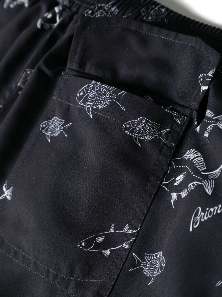 Blue Fish-print Swim Shorts