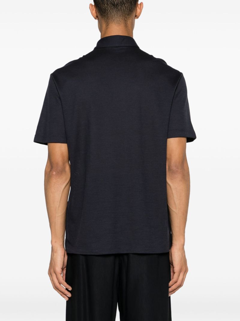Blue Logo-embroidered Wool Polo Shirt