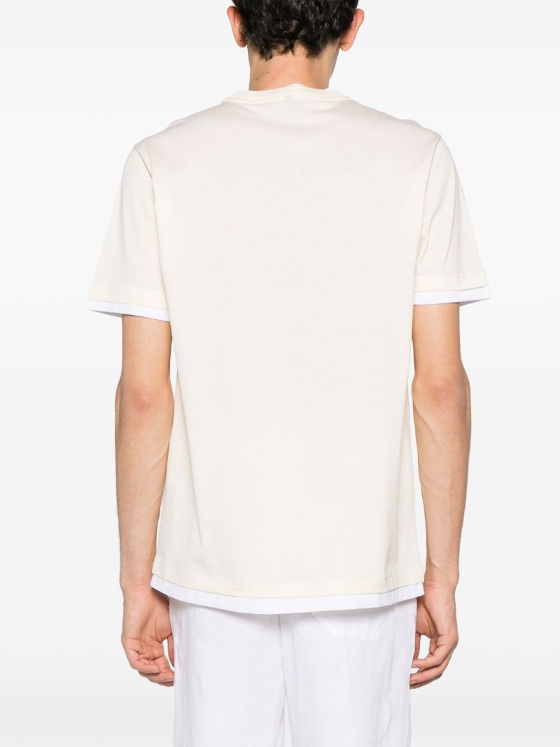 Neutral Logo-embroidered Layered T-shirt
