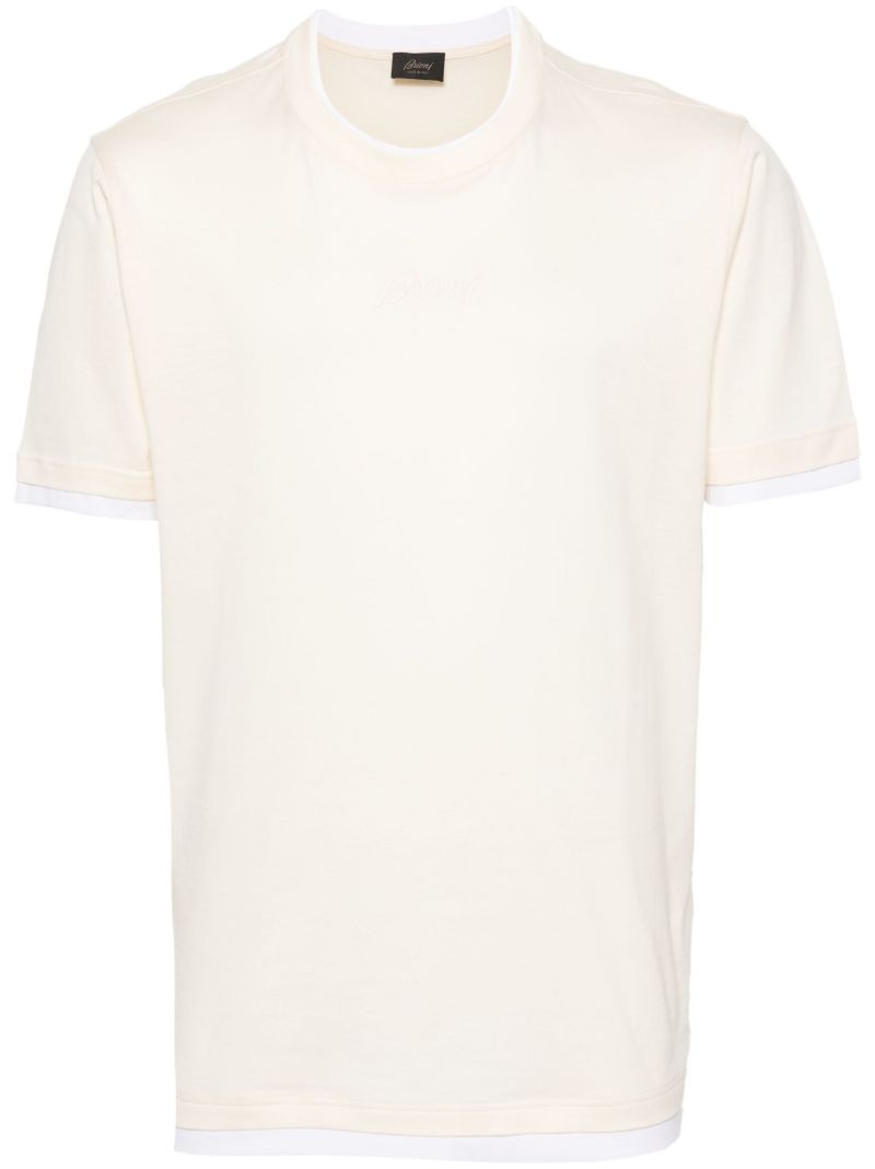 Neutral Logo-embroidered Layered T-shirt