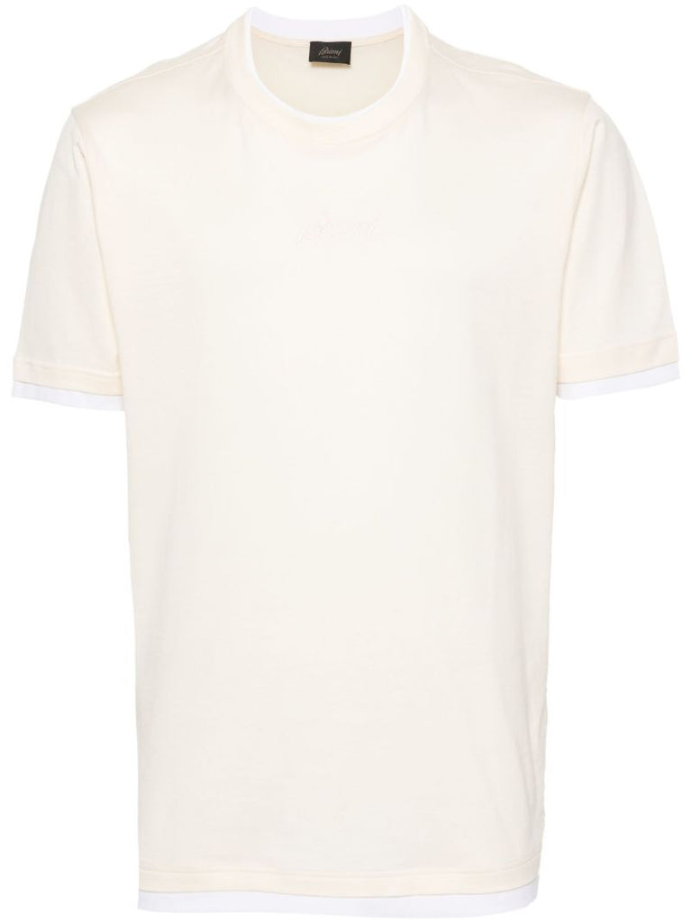 Neutral Logo-embroidered Layered T-shirt