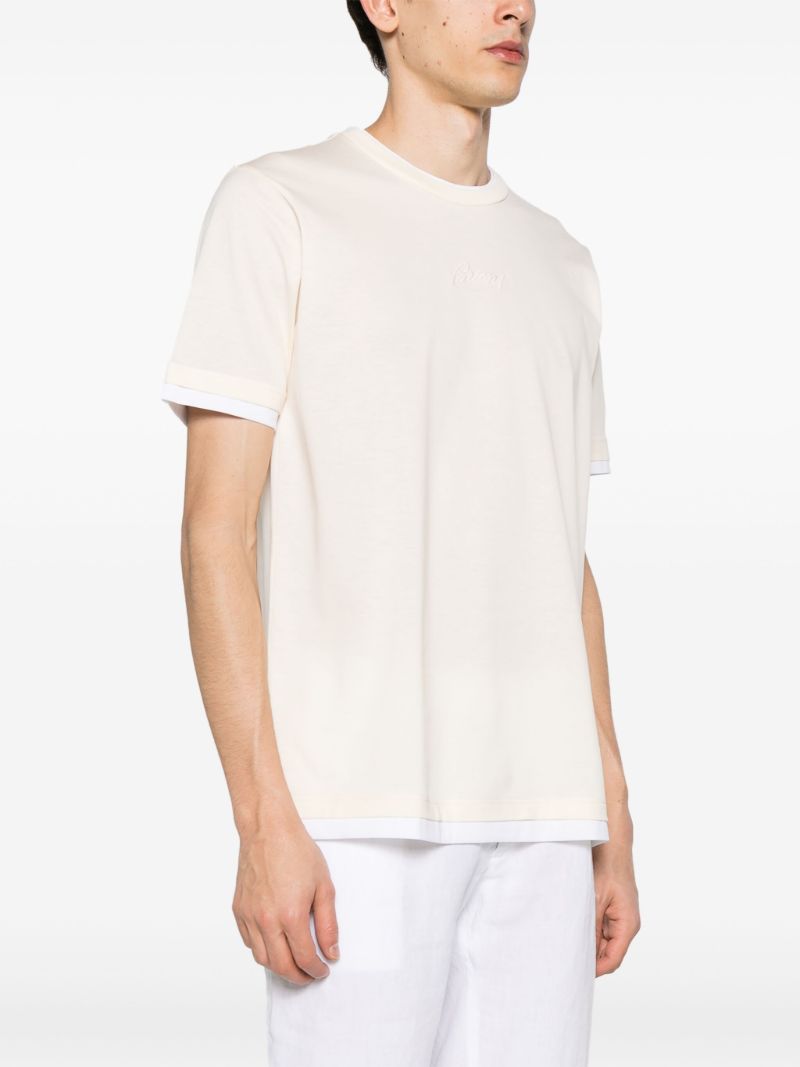 Neutral Logo-embroidered Layered T-shirt