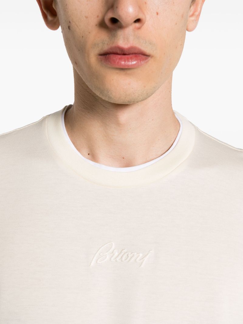 Neutral Logo-embroidered Layered T-shirt