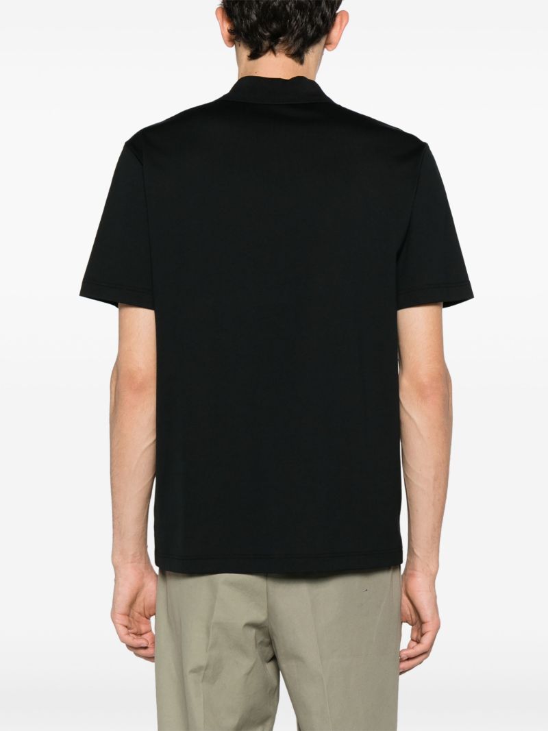 Black Short Sleeved Cotton Polo Shirt